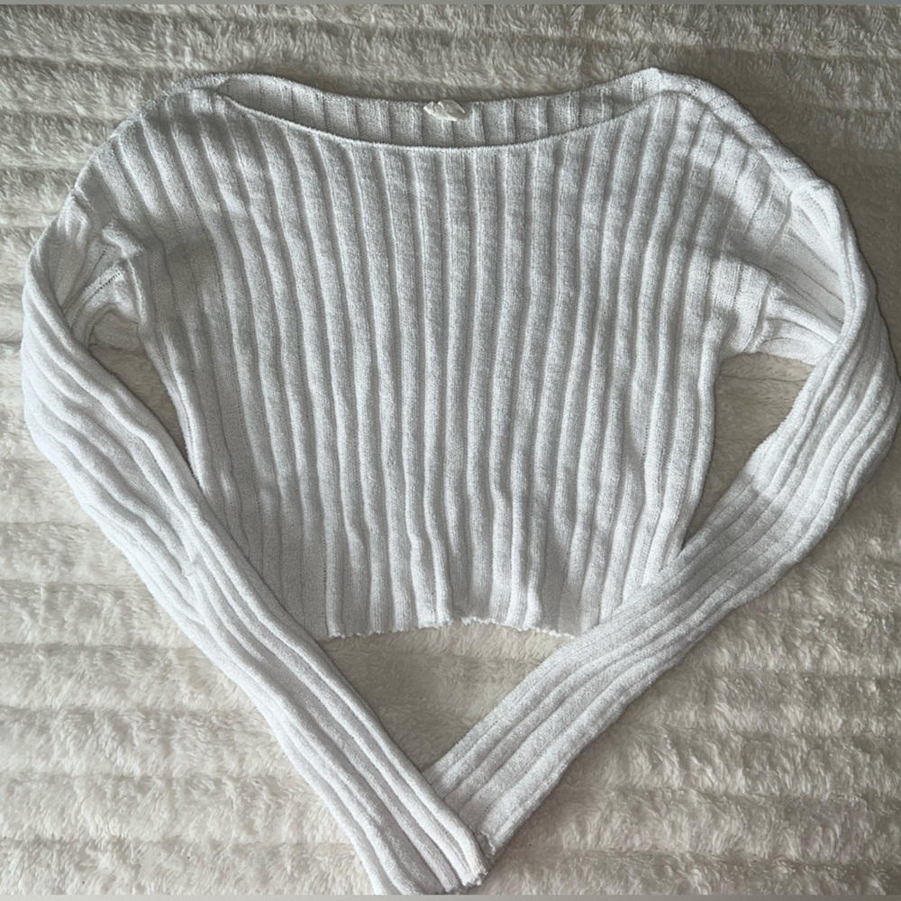 White Knit Crop Top